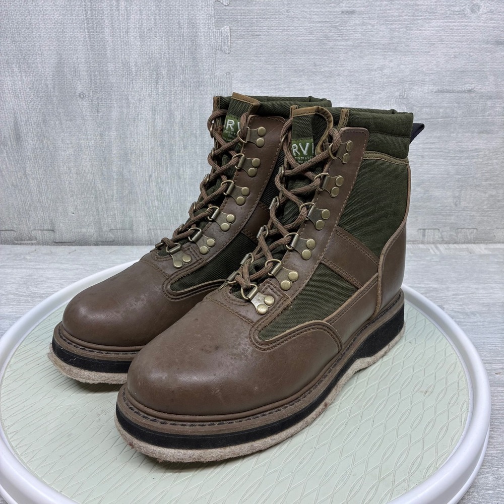 Orvis Wading Boots Mens 10 Brown Green Battenkill Felt Sole Fly Fishing